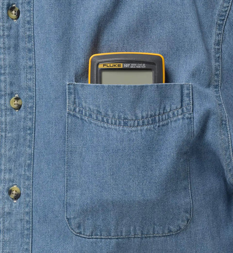 AC And DC Current Handheld Digital Multimeter with Backlit Display in shirt pocket
