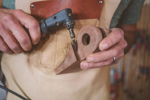Extreme Taper Rotary Burr For Wood Carving One Eighth Inch Shank Used On Wood Block By Craftsman