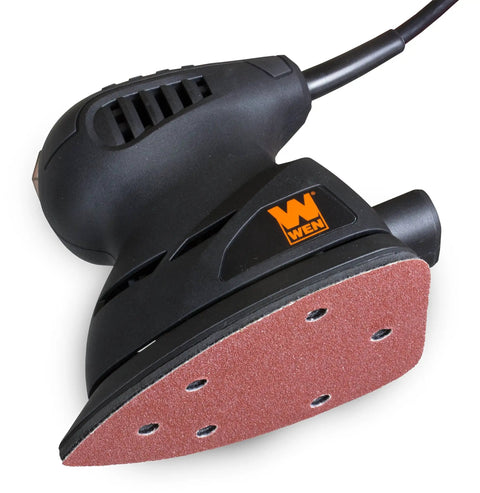 Electric Detailing Palm Sander With 13,500 OPM, Angled Tip and 3.75 x 5.5 Inch Pad, Lightweight Two Pound Design, Dust Collection Port, Velcro Base for Easy Sandpaper Swap, Great for Precision Finishing and Smooth Sanding in Small Jobs