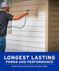 Zero Sweat Heavy Duty Airless Paint Sprayer With Adjustable Pressure Control Spray Unthinned Stains used on exterior wood siding.