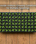 10 Pack 72 Cell Seed Starter Trays With 1.75 Inch Deep Plugs For Seedlings on wooden surface, plants sprouting in each cell