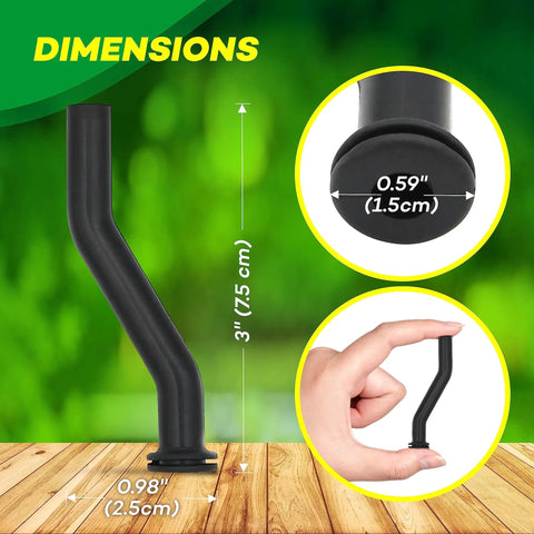 Two Pack Beefy Rubber Vacuum Hose 3 Inch For Tractor And Lawn Mower Vacuum Pumps with dimensions and grommet details