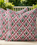 Floral Outdoor Pillow Covers 18 By 18 Rose Pink Waterproof Cushion Case For Patio Deck Garden Weatherproof And Fade Resistant Easy Slip Over Insert Cozy All Season Decor, front view