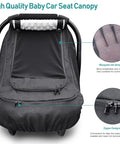 Waterproof Baby Car Seat Cover For Winter And Rain, Black, showing soft minky dot lining and zipper design, fits most car seats.