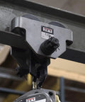 1 Ton Heavy Duty Manual Trolley For Wide Flange H Beams Standard I Beams And Curved Tracks With Spacer Washers side view