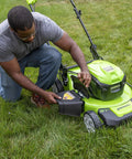 40V Cordless 21-Inch Brushless Push Mower With Dual 4.0Ah And 2.0Ah USB Batteries, Charger Included, Automatic Battery Switch-Over For Longer Run Time, Easy One-Lever 7-Position Height Adjustment on grass