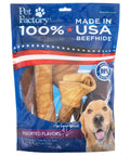 Package of Made In USA Premium Beefhide Dog Chews Assorted Bones And Rolls For Strong Chewers Beef And Chicken Flavor 8 To 9 Inch Treats 6 Pack