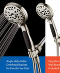 Dope High Pressure 6 Setting Luxury Handheld Shower Head With 6 Foot Stainless Steel Hose, dual brackets, brushed nickel