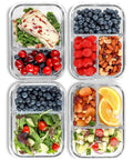Glass Meal Prep Containers With Lids 32 Oz 4 Pack 2 And 3 Compartments For Portion Control Food Storage Airtight Leak Proof Oven Safe