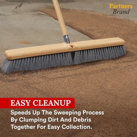 Broom using Scratch Free Gritless Floor Sweeping Compound 50 Lb Bag Pro Grade Heavy Duty Dust Control for Finished Floors on concrete