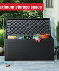 Extra Large Resin Outdoor Storage Deck Box 134 Gallon Capacity Weather Resistant Black Tough Yard Organizer for Patio Cushions