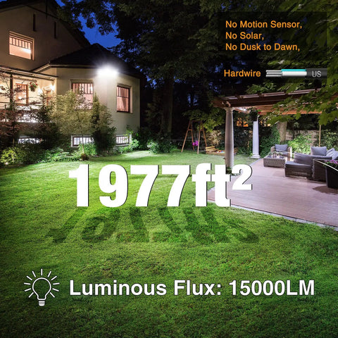 Kickin Out Super Bright Led Flood Light, 150 Watt 15000 Lumen Outdoor Security Fixture, Switch Controlled IP65 Waterproof Wall Mount Cool White Lamp For Yard Garage And Eaves