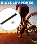 Beefy Mountain Bike Spokes 14G 295mm Steel Black 36Pcs Replacement Set For Rims Hubs shown on road with cyclist background