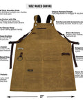 Kickass Heavy Duty Waxed Canvas Woodworking Apron For Men Featuring Boss Level Pocket Layout showcasing tool pockets and adjustable straps.