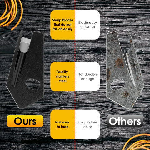 "Comparison of 2 Pack V Cutter Cable Stripper Knife Attachment for NM and NMSC wires, stainless steel vs inferior rusted blade"