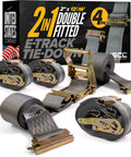 Beefy Heavy Duty E Track Straps 2 Inch By 16 Foot 4 Pack With 3 Spring E Fittings 4400 Pound Break Strength Gray Tie Downs
