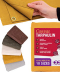Waterproof Waxed Canvas Tarp Cover 8x10 Ft Heavy Duty Duck Cloth With Rustproof Brass Grommets For Camping Construction