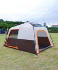 Large Family Tent For 6-8 People With Instant Setup In 60 Seconds, Spacious Two Rooms, Brown, set up on grass