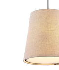 Close-up of Oil Rubbed Bronze 1 Light Pendant Light With Iron And Linen Shade Dope Modern Farmhouse Bohemian Hanging Ceiling Fixture