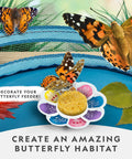 Butterfly Habitat Kit With Voucher For Five Caterpillars, includes mesh cage, decoratable feeder with stickers, butterflies visible