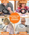 10X Magnifying Glass With Light And Stand, 84 LEDs, 2 In 1 Magnifier Lamp With Clamp used for repair, painting, crafts, reading