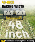 Tow Behind Lawn Dethatcher With 24 Spring Steel Tines And Heavy Duty Carbon Steel Frame, 48 Inch Wide, on a lawn