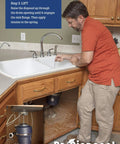 Man using Heavy Duty Steel Garbage Disposal Installation Tool For Quick DIY One Person Install Of Flange And Mounting Hardware