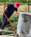 Beefy 48 Inch Decking Pry Bar And Pallet Buster With 110 Degree Head Heavy Duty Carbon Steel Demolition Tool For Deck Boards Pallets And Standing Hardwood Pry Lift And Demolish With Less Back And Knee Strain Orange, removing a concrete post