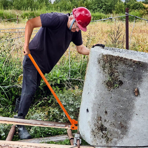 Beefy 48 Inch Decking Pry Bar And Pallet Buster With 110 Degree Head Heavy Duty Carbon Steel Demolition Tool For Deck Boards Pallets And Standing Hardwood Pry Lift And Demolish With Less Back And Knee Strain Orange, removing a concrete post