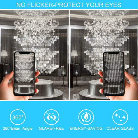 G9 LED Light Bulb Bi Pin Base 6000K Daylight illuminating chandeliers with glare-free, bright light, enhancing room ambiance