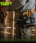 Electrician wearing Genuine Leather Tool Pouch With Multiple Pockets For Electricians, Pro Grade Organizer Bag For Tools And Fasteners
