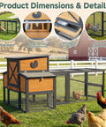 Large Backyard Wooden Chicken Coop With Run For Four To Six Chickens Outdoor Hen House With Ventilation Window and Sliding Doors