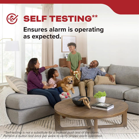 Compact 10SDR Smoke Detector With AA Battery Power Quick Smoke Detection 85 dB Siren Red LED Alarm Light 9th Edition Easy Install Home Safety Sensor For Apartments And Homes self-testing in living room