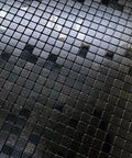 Peel And Stick Metal Backsplash Tile 10 Sheets For Kitchen And Bathroom Or Fireplace Plaid Brushed Black Aluminum PVC Composite Slick Self Adhesive Easy Install Anti Scratch Fade Resistant. Close-up image of shiny plaid pattern tiles.
