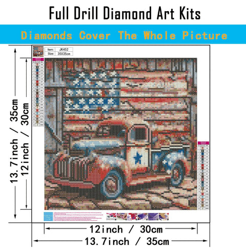 5D Diamond Art Kit For Adults Beginners American Flag Full Round Drill Diamond Painting Craft Easy Home Wall Decor 13.7 By 13.7 Inches