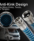 TastePURE 4-Foot Premium Camper RV Drinking Water Hose with diamond-hatch no-kink design displayed over an RV image.