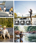 Forty Piece Round Fishing Weights Set Ball Sinkers With Barrel Swivels For Saltwater And Freshwater Casting Drop Shot Catfishing Three Eighth Ounce Ten Gram Lead Weights Built Tough For Real World Fishing, lead sinkers shown with anglers