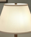 White linen shade of Spyglass Table Lamp With Bronze Finish, Dual Pull Chains, Retro Modern Luxe Vibe, 30.5 Inch Tall