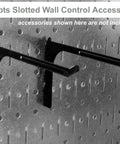 Pegboard 16in By 32in Horizontal Black Metal Tool Board Panel For Garage And Workshop with black hooks attached