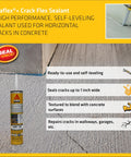 Heavy Duty Gray Polyurethane Self Leveling Crack Sealant Delivers A No Nonsense Seal That Flows Smoothly Into Driveway Joints And Concrete Cracks With Beast Mode Elasticity Protecting Decks And Patios Year Round Ten Point One Ounce Pack Of 12 in use to seal a concrete crack.