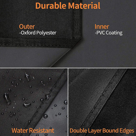 Material details of Heavy-Duty Patio Cover For Camp Chef 3 Burner Stoves with Oxford polyester and PVC coating, water-resistant.