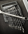 10 Piece 12 Point Metric Combination Wrench Set With Off Corner Loading For Maximum Grip, Beefy Chrome Alloy Steel Build, Sizes Stamped