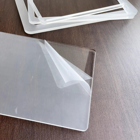 Shop Grade Router Table Insert Plate With Rabbet Cutout Template Kit Designed To Nail Your 11.75 By 9.25 Inch Workbench Mount For Sweet Sharp Daily Cuts, clear plexiglass templates on wood surface.