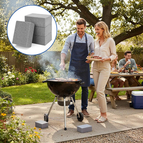 4 Pack Pumice Stone Grill Cleaning Bricks for Grills Ovens Stoves Barbecues Pans and Racks Heavy Duty Non Scratch Cleaner 3.9 X 1.5 X 2.8 Inch