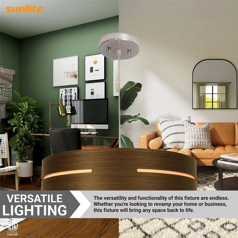 Room with 20 Inch LED Hanging Pendant Light With Mid Century Wood Drum Fixture Dope Vintage Style, brushed nickel canopy