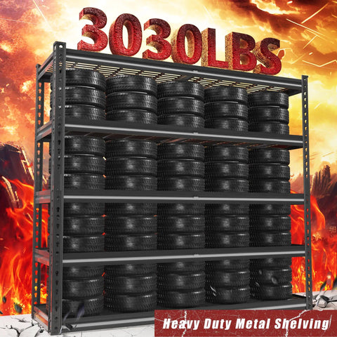 48 Inch Wide Heavy Duty Garage Shelving 5 Tier Storage Rack With Double Column Design For Maximum Stability And 3030 Lbs Load Capacity Ideal For Garage Organization And Heavy Tools Beefy Steel Construction Easy Assembly, steel tire rack