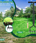 Two In One Manual Spike Aerator With Five And Fifteen Steel Spikes Detachable Foot Pad For Lawn Aeration And Soil Loosening in use