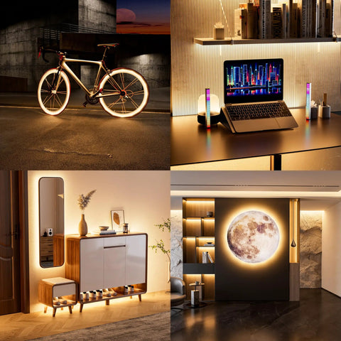 Dotless USB Powered LED Strip Lights 5V Dimmable 3000K Warm White 6.56ft TV Backlight on bicycle, shelf, cabinet, and wall