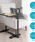 Adjustable Bamboo Tray Table With Ergonomic Safety Handle And Stand For Couch Or Lap, TV And Laptop Desk next to lift chair