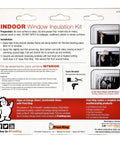 Packaging of Indoor Shrink Window Kit 42 Inch By 62 Inch Three Sheet Set Easy Install Window Insulation Solution with instructions.